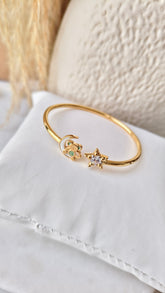 Moon & Star Sparkle Bangle 3.63 Grams, 18KT Gold